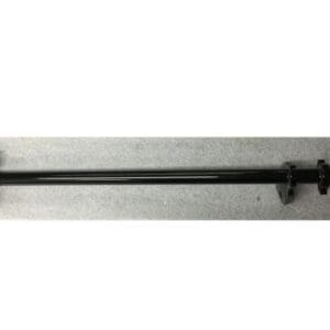 A black rod with two metal bars on top of it.
