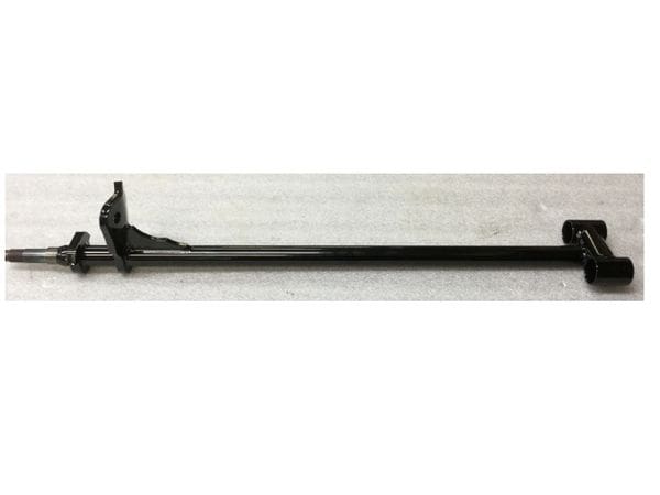 A black rifle with a white background