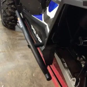 A close up of the side bars on a vehicle