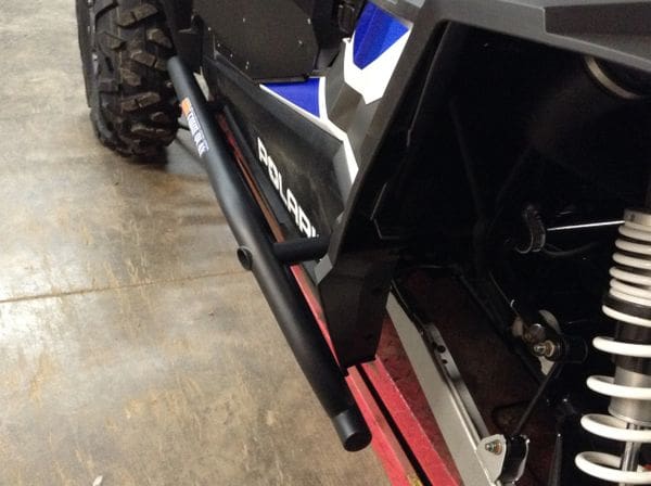 A close up of the side bars on a vehicle