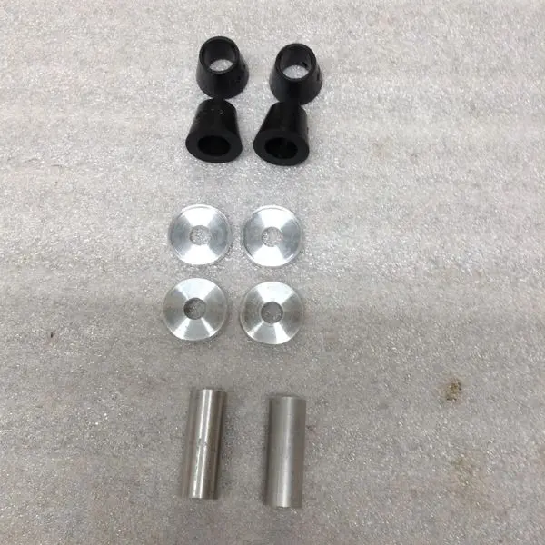 A pair of black and silver metal parts.