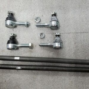 A set of four tie rod ends and two ball joints.